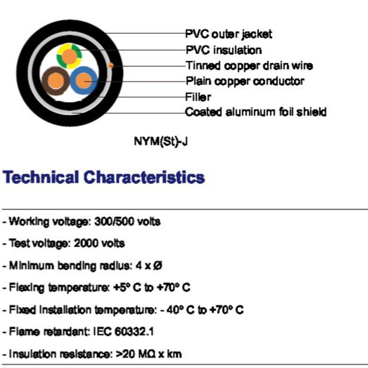 (N)YM(St)-J 德国标准电线电缆有认证电力电缆
