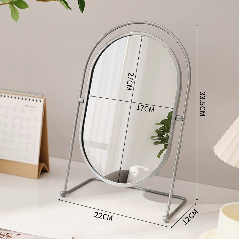 Dressing Table Mirror — Rotatable Oval Desktop Mirror, Silver/Gold/Black, Multiple Sizes