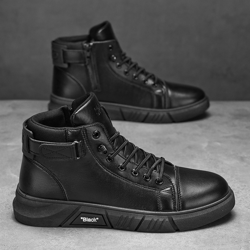 Zapatos de otoño para hombres nuevas botas Martin de alta gama para hombres tendencias de Botas de cuero casuales 100 zapatos de algodón retro británicos para hombres