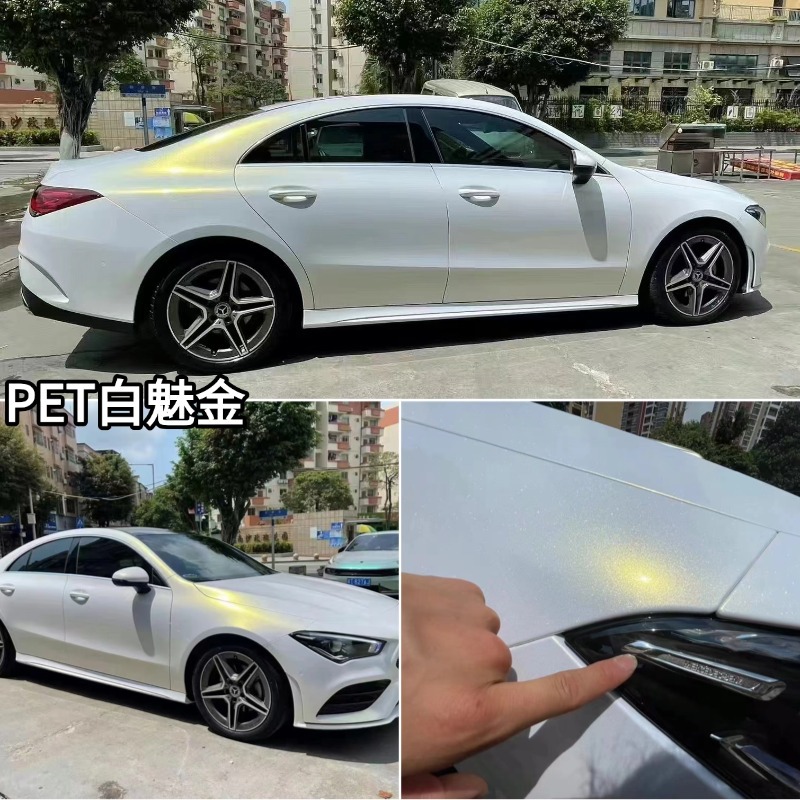 White Charm Series Diamond Color Changing Film, Adhesive Backing for Easy Application, Full Car Color Changing Film