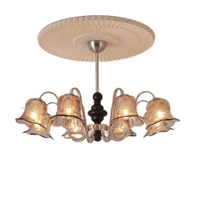 Araña americana, sala de estar, comedor, lámpara de dormitorio, estilo retro francés, vidrio de hierro forjado, lámpara de estudio de atmósfera simple