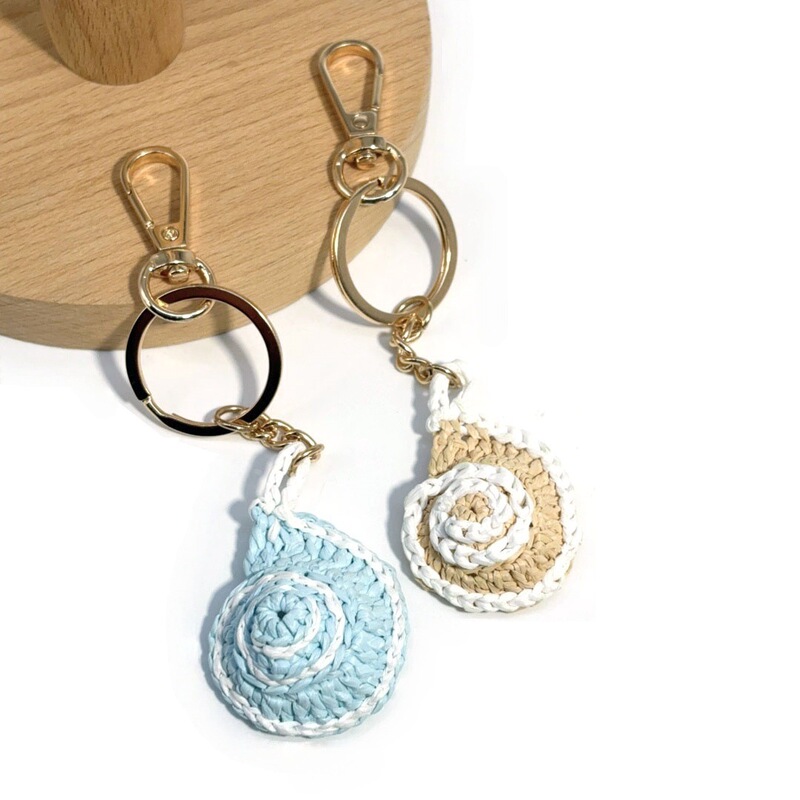 Original New Style Raffia Handmade Crochet Shell Pendant DIY Car Home Keychain Bag Accessories