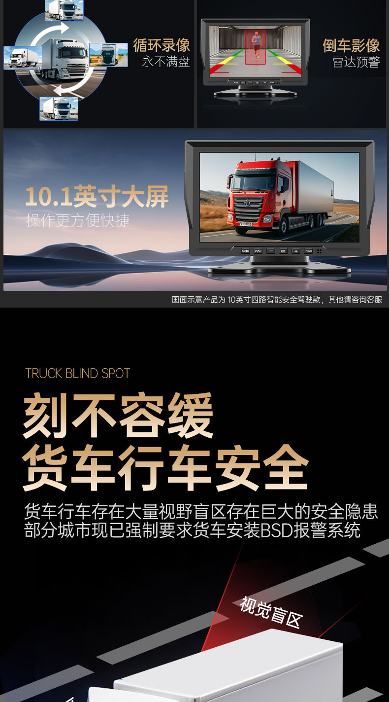 Truck Driving Recorder Front and Rear Dual Camera Gps Remote Four-Way Monitoring 24V High-Definition Reversing Image All-In-One Machine