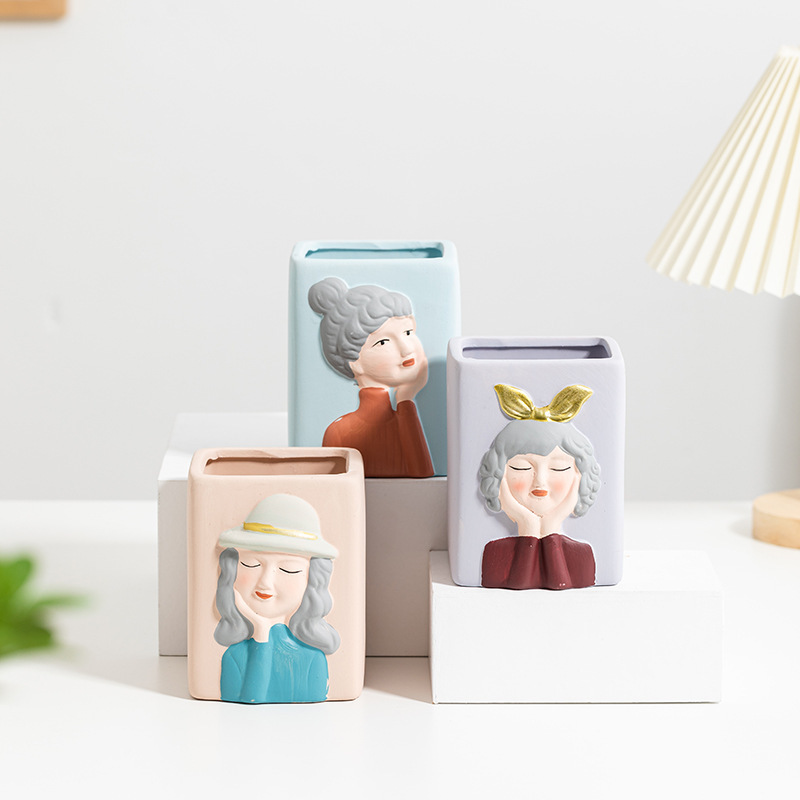 Succulent cartoon flower pot ceramic cute succulent set creative breathable stoneware meat plant pot clearance special offer large