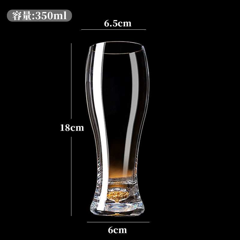 Juego de tazas de cerveza de hoja de oro al por mayor copa de vino de cintura creativa comercial de lujo ligero de alta calidad taza de cerveza de vidrio de gran capacidad