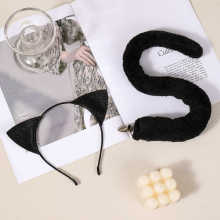 新款可爱小猫咪发箍黑色发夹猫耳朵头箍表演配饰猫咪发卡兽耳兽尾