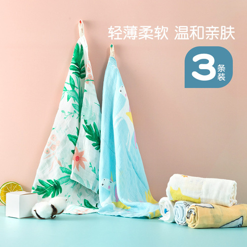 2024 Bamboo Cotton Absorbent Towel New Baby Wipes For Infants Children Handkerchief With Hook Newborn Square Towel