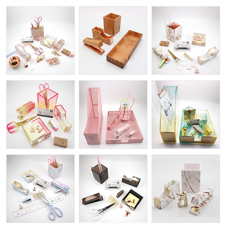 文件盒文具套装礼盒透明亚克力订书机家用商务办公室学生用品批发