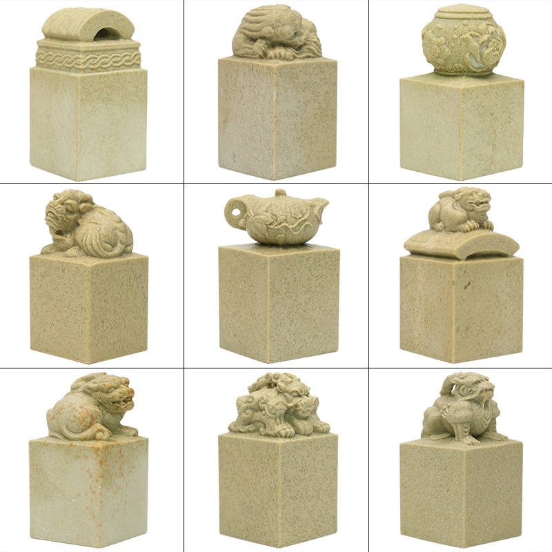 印度石2.5*5cm机雕瓦纽古兽貔恘印章石书法国画钮章金石篆刻石料