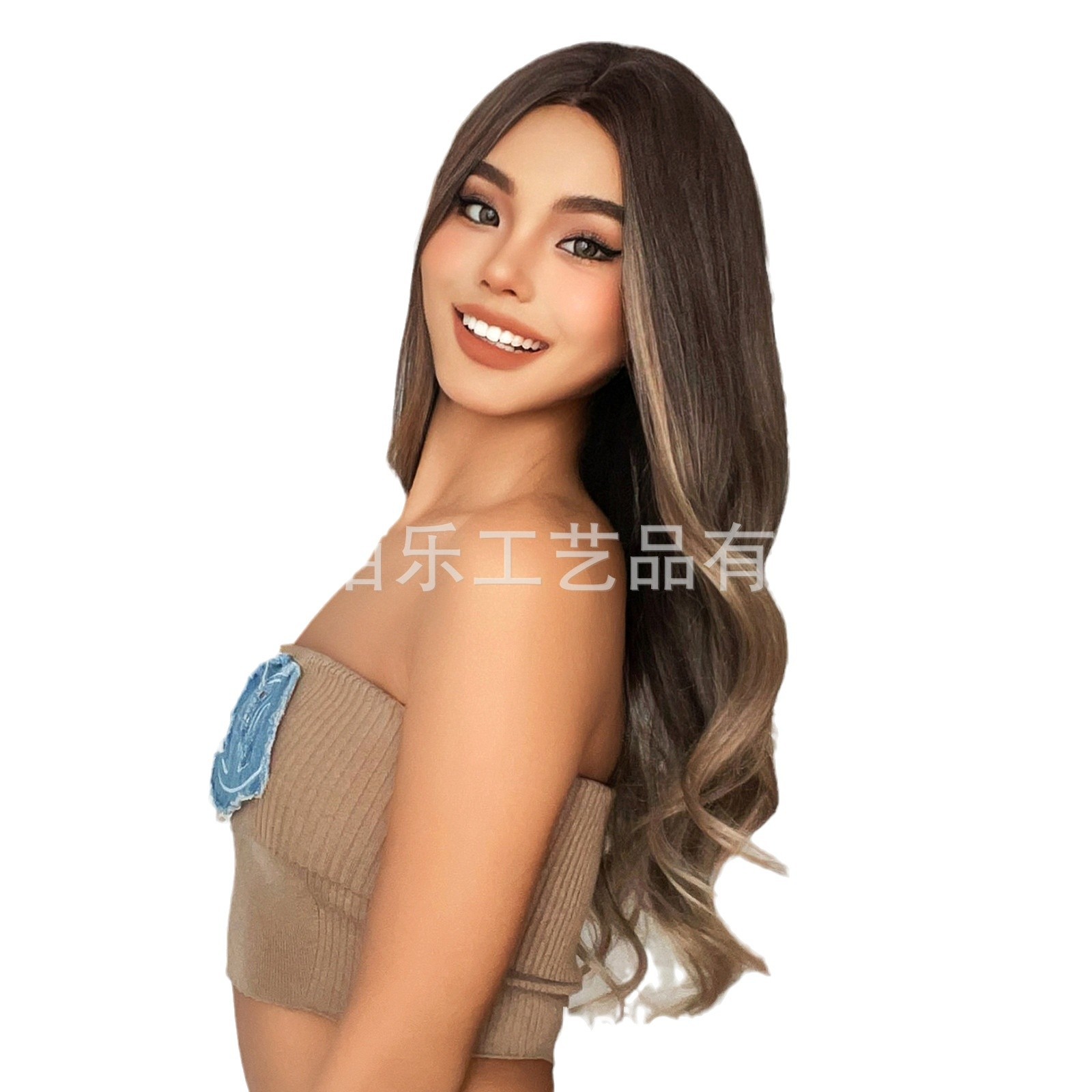 Peruca marrón picante teñido gradiente cubierta de cabeza completa longitud de cabello rizado transfronterizo venta al por mayor spot cabello image 6