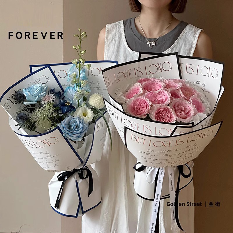 七夕情人节烫金贵族简约纸网红花束包装纸防水网红节日鲜花包装纸