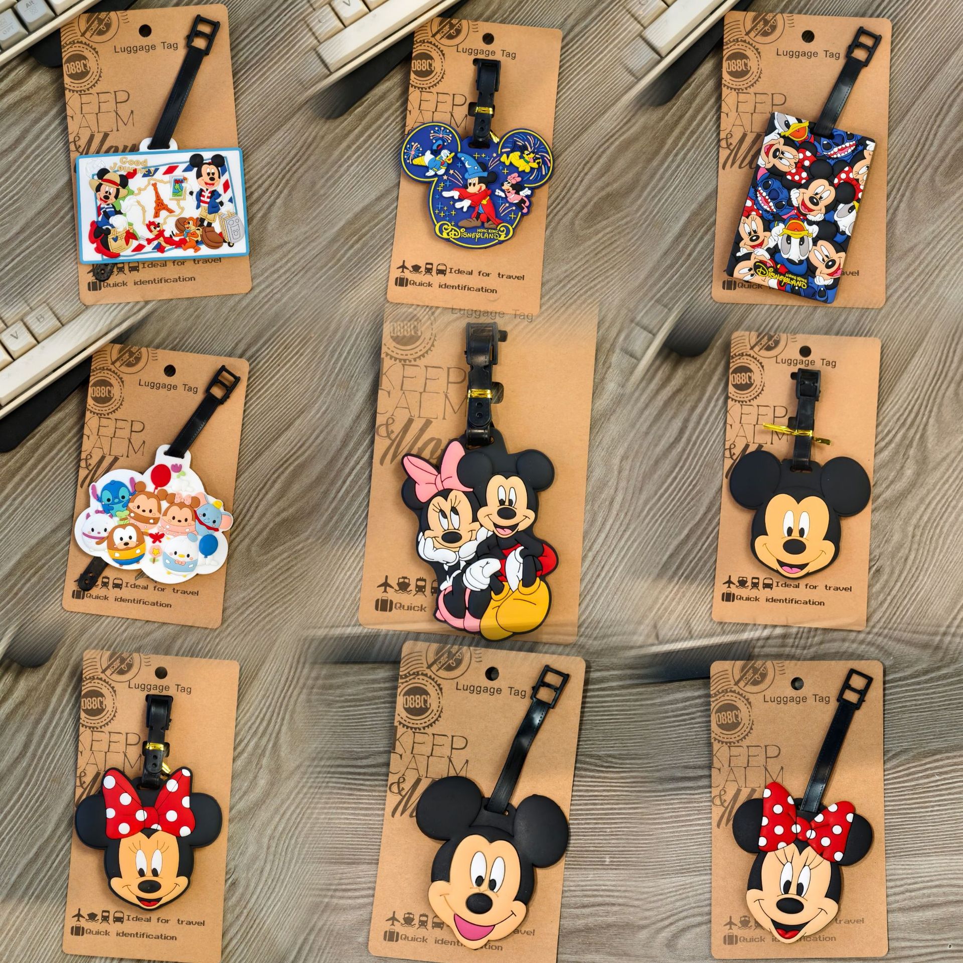 Cartoon Cute Mickey and Minnie Mouse Boarding Luggage Tags Travel Suitcase Identification Tags Small Creative Ornaments