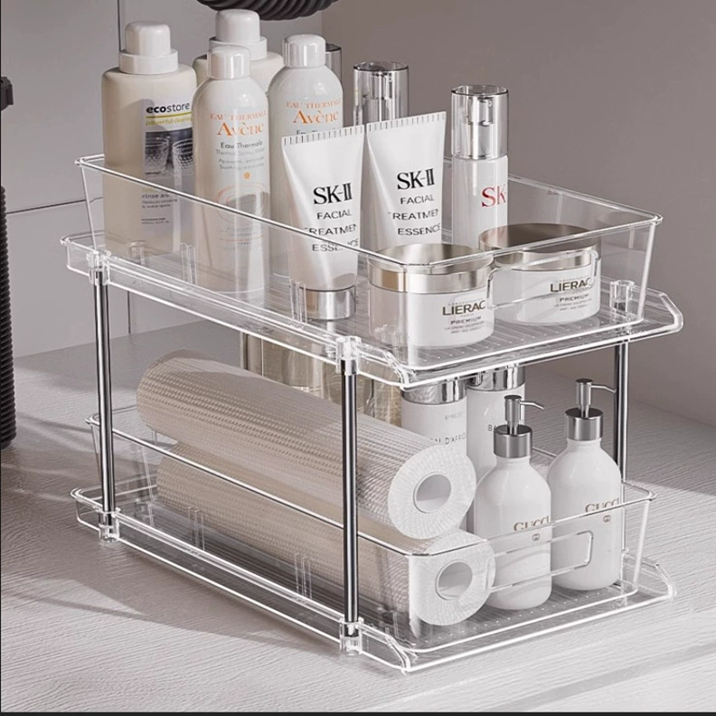 Lower sink storage rack pull-out kitchen bathroom bathroom cabinet storage layered shelf cosmetic storage box