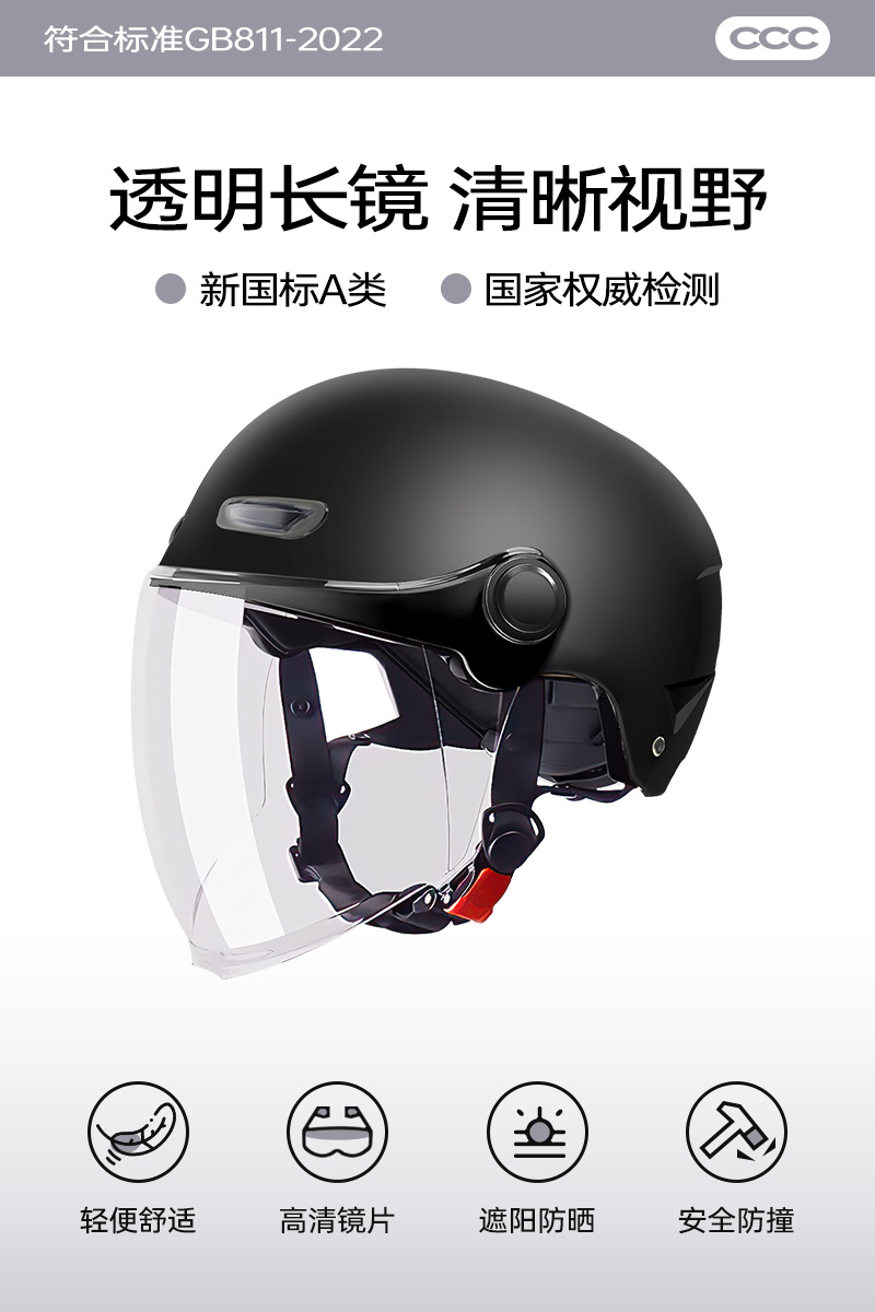 Auto Parts and Accessories: Universal Helmet Electric - extreme-cool-black-transparent-long-visor-large-size-head-circumference-60-64cm