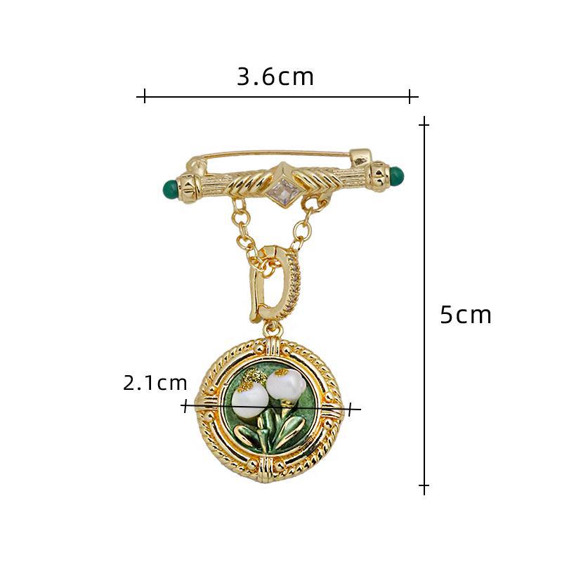 Vintage Medieval estilo de pintura al óleo perla natural temperamento broche de Monet jardín diseño original flor de pecho al por mayor