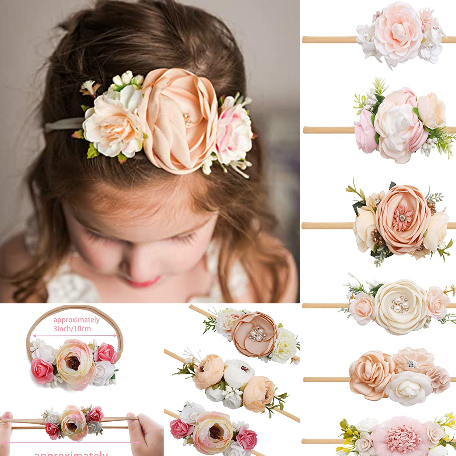 Amazon Hot Selling Baby Girl Flower Head...