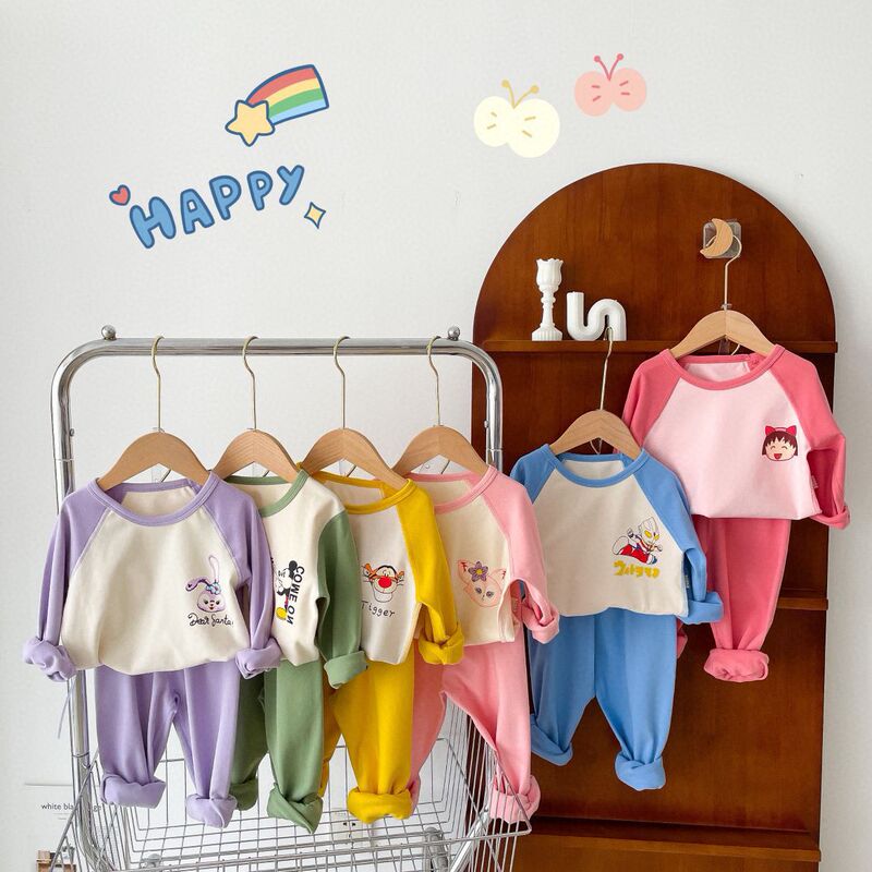 Children's Underwear Set for Boys and Girls, Home Wear, Seamless Thermal Autumn Clothes and Pants, Printed, Made of German Velvet, for Small and Medium-Sized Children