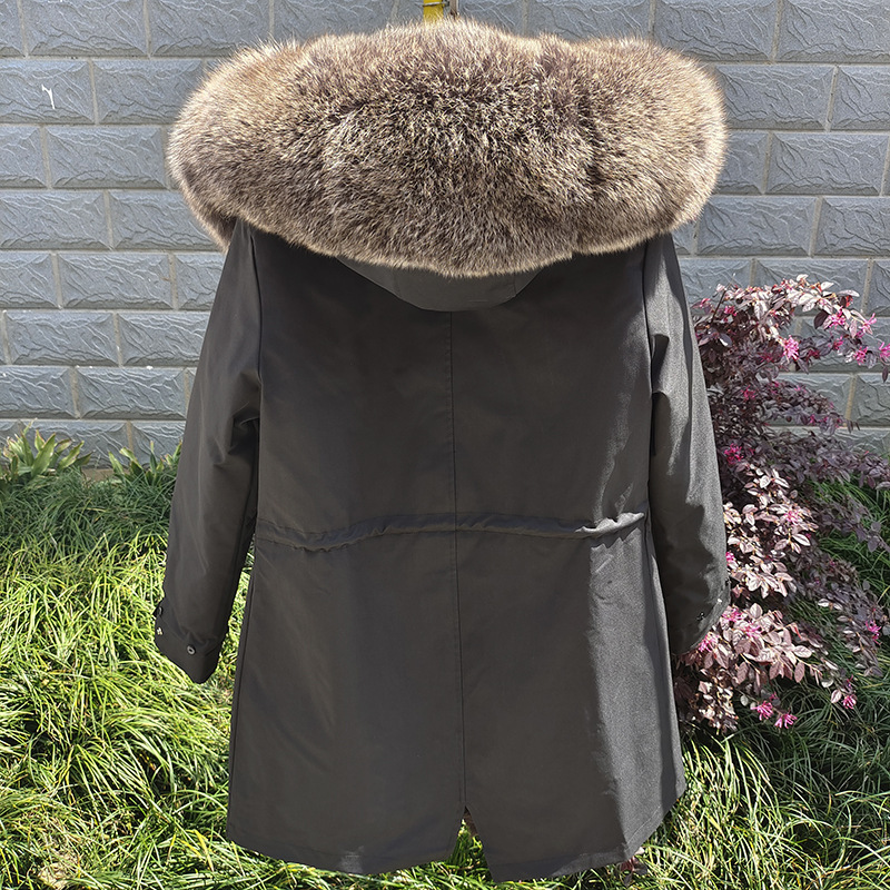 Sieviešu apģērbi Jauns ziemas Sieviešu Parka Vidēja Garuma Noņemams Laineris Lapsas kažokādas apkakles kažoks_voghion.com