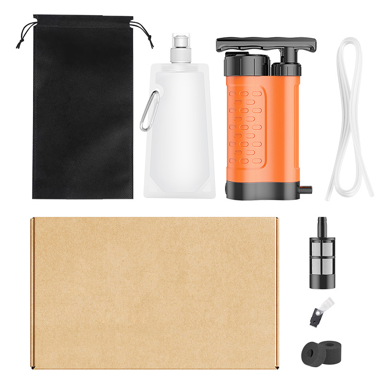 Purificador de agua de un solo soldado al aire libre de supervivencia al aire libre bebida directa de emergencia filtro portátil artefacto bomba de múltiples capas dispensador de agua