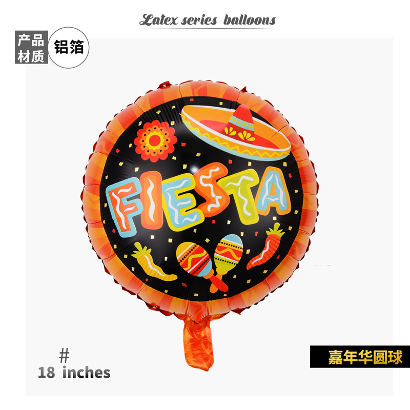 Globo de cactus transfronterizo Fiesta de carnaval Decoración Película de aluminio Burrito TACO Globo FIESTA Set