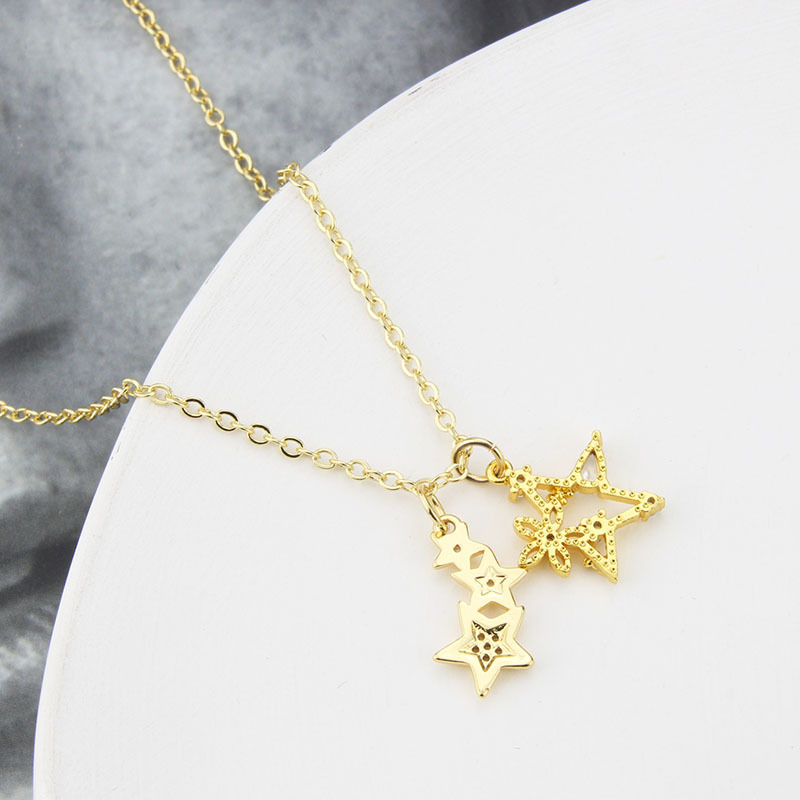 Korean Five-pointed Star Diamond Pendant Necklace display picture 5