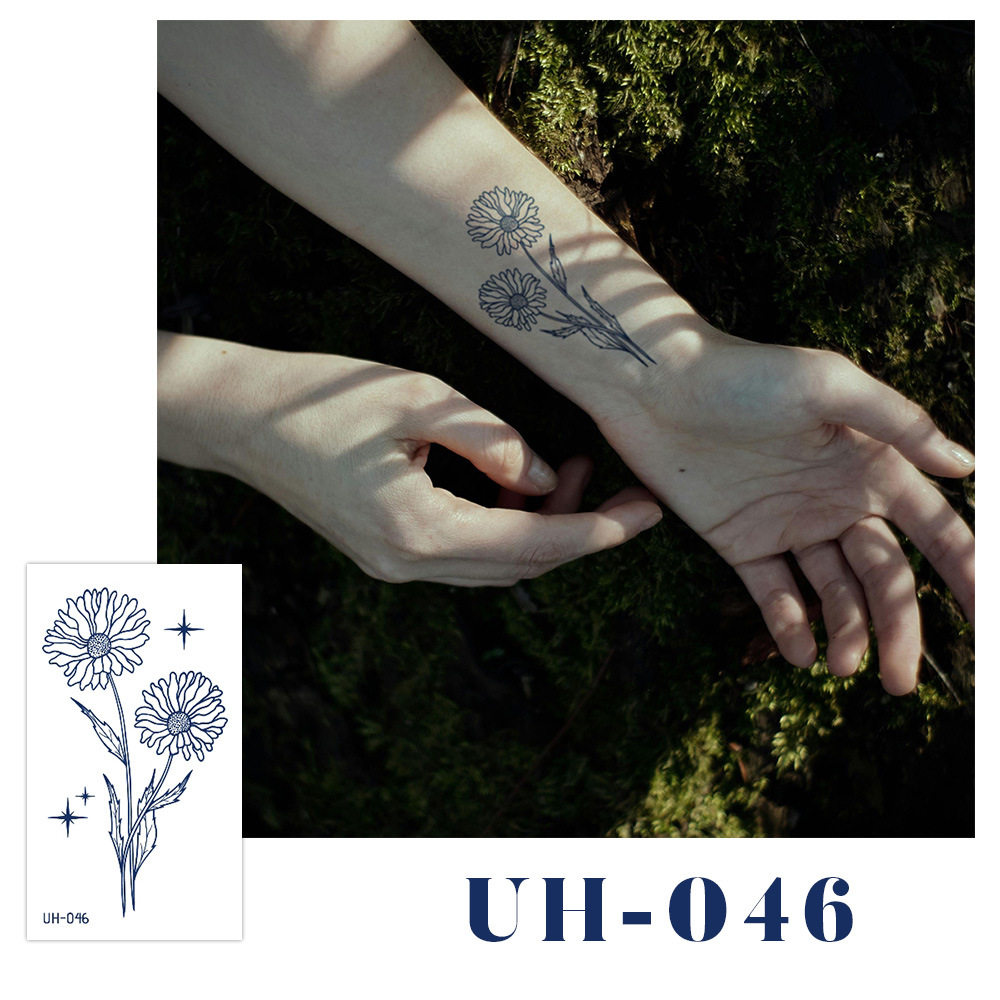 新しいジュースハーブタトゥーシール、半永久的、韓国で人気、原宿風、防水、ミニマルなタトゥーシール、英語文字