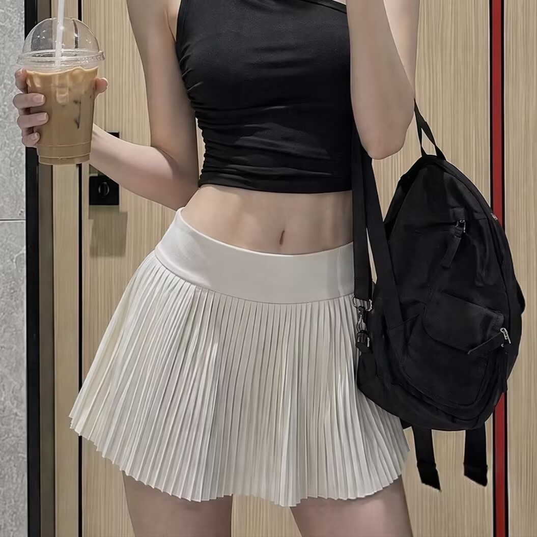 【Hot】Lu Lu style Varsity pleated trendy skirt/Zhang Yuanying skirt girlish pleated skirt DQ004