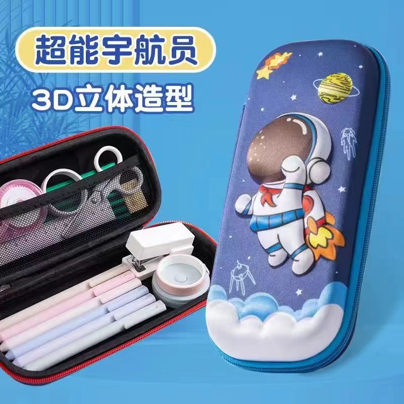 Estuche de papelería para estudiantes Estuche de lápices de escritorio lindo Estuche de lápices para niñas Estuche de lápices para estudiantes de secundaria tridimensional 3D anti-caída y anti-presión