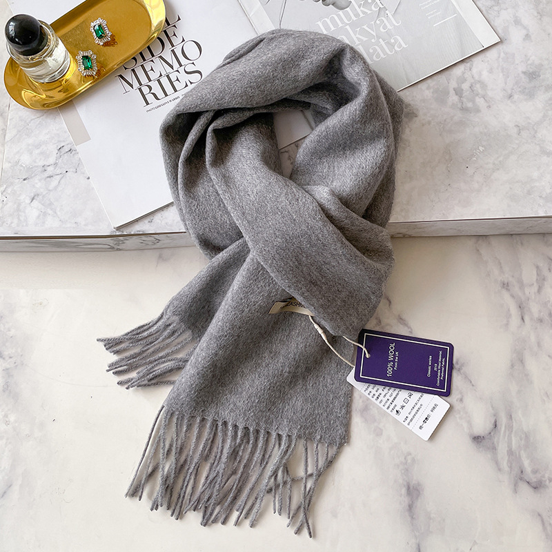 格雷灰男士100纯山羊绒围巾高档冬季男式围脖男款中老年爸爸礼物