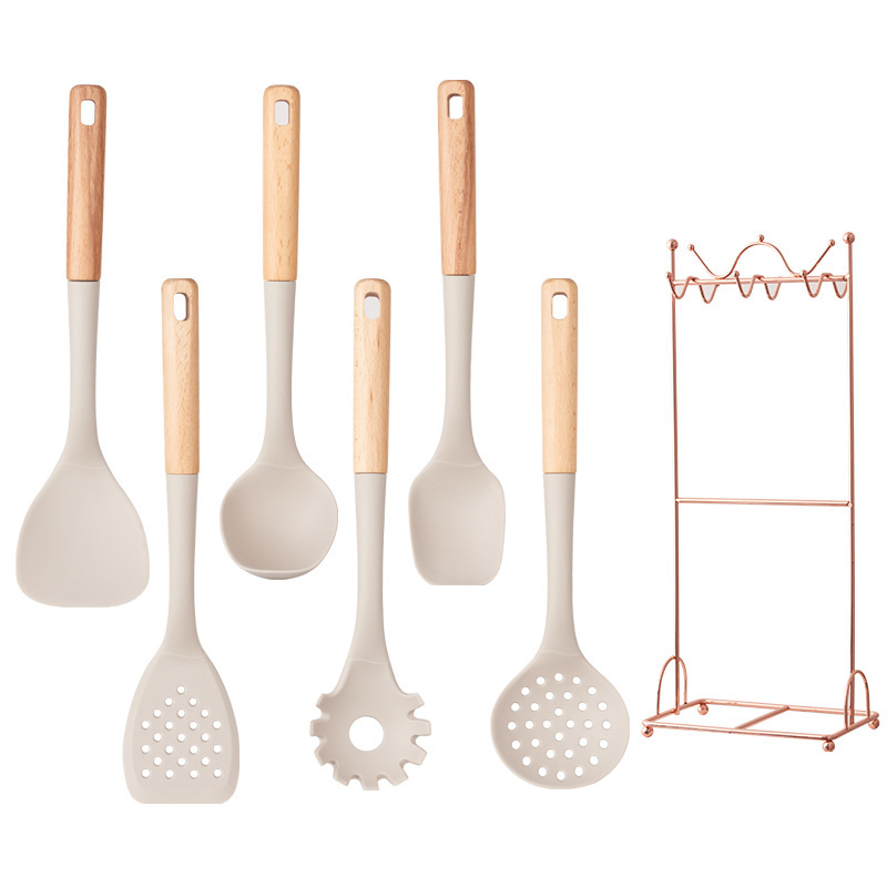 Fábrica de mano de madera de silicona siete conjuntos de suministros de cocina