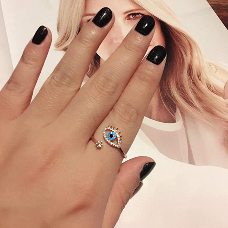 Festival Occasion 925 Sterling Silver Material 925 Sterling Silver Zircon Devil'S Eye Open Rings