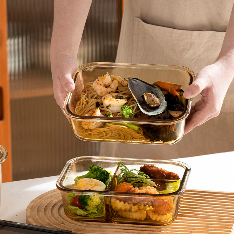 タッパー電子レンジ加熱食品級冷蔵庫密封サラリーマン専用弁当箱ガラス弁当弁当箱|undefined