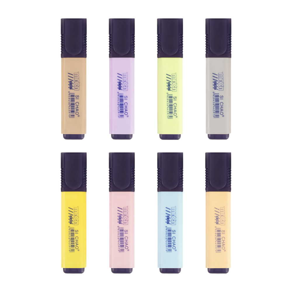 8 color oblicuo cabeza color marcado pluma gruesa cabeza fluorescente Oficina etiqueta pluma Resalte pluma Comercio exterior Venta caliente papelería marcado pluma