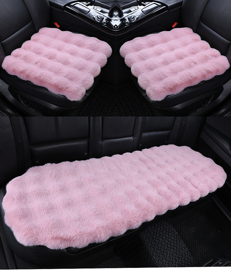 temu Amazon new bubble velvet car cushion rabbit plush warm winter three-piece plush