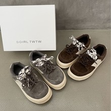 SGIRL TWTW复古厚底拼接面包鞋女2025秋季磨砂皮百搭轻便休闲板鞋