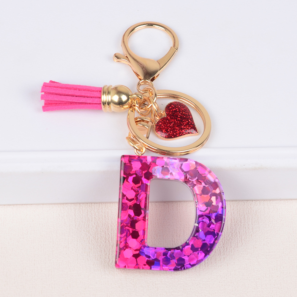 Lady Letter Heart Shape Resin Metal Epoxy Bag Pendant Keychain display picture 8