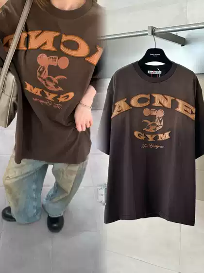 AC Correct Version High Version 25fw Vintage Washed Logo Loose Short Sleeve Unisex Versatile T-Shirt