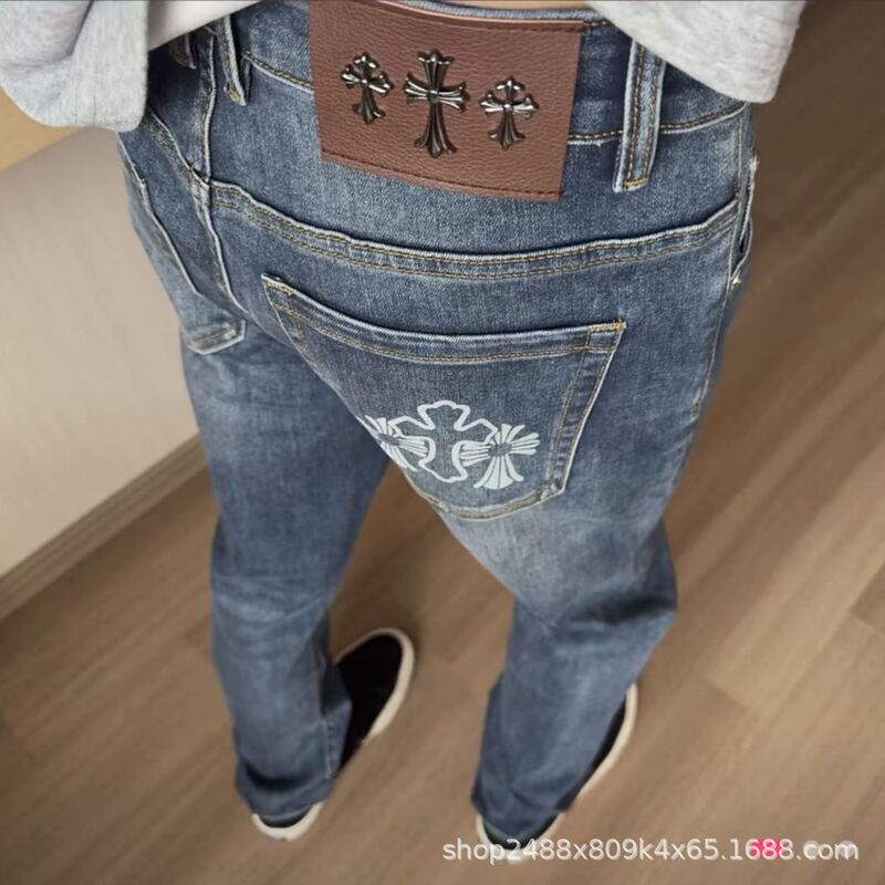 High-End Men's Jeans Spring New Style Stretch Blue Trendy Versatile Casual Slim-Fit Long Pants