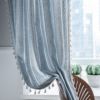 Yiliqi Yun curtain finished striped stitching flower green solid color contrasting kitchen curtain rural style half -shading bay window