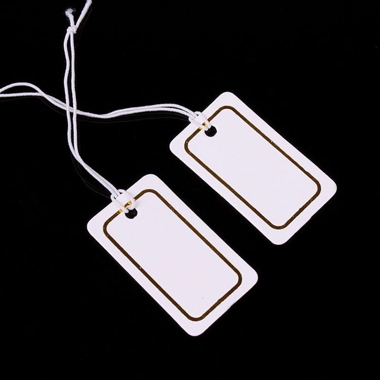 厂家 饰品吊牌 白卡纸烫金带弹力绳价格标签 3*1.7cm  1000个/包