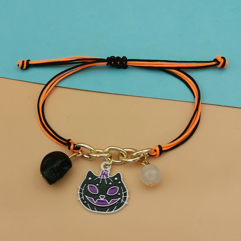 Pumpkin, ghost, Skull Pattern Hip-Hop Retro Funny Pumpkin Ghost Skull Alloy Rope String Bracelets Halloween Wholesale
