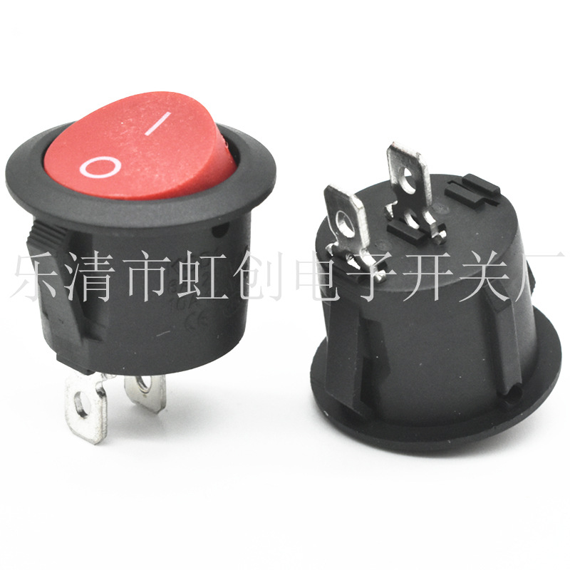 开孔20 圆形 红色 船型开关 KCD1 圆形 2脚2档 6A 250V船型开关