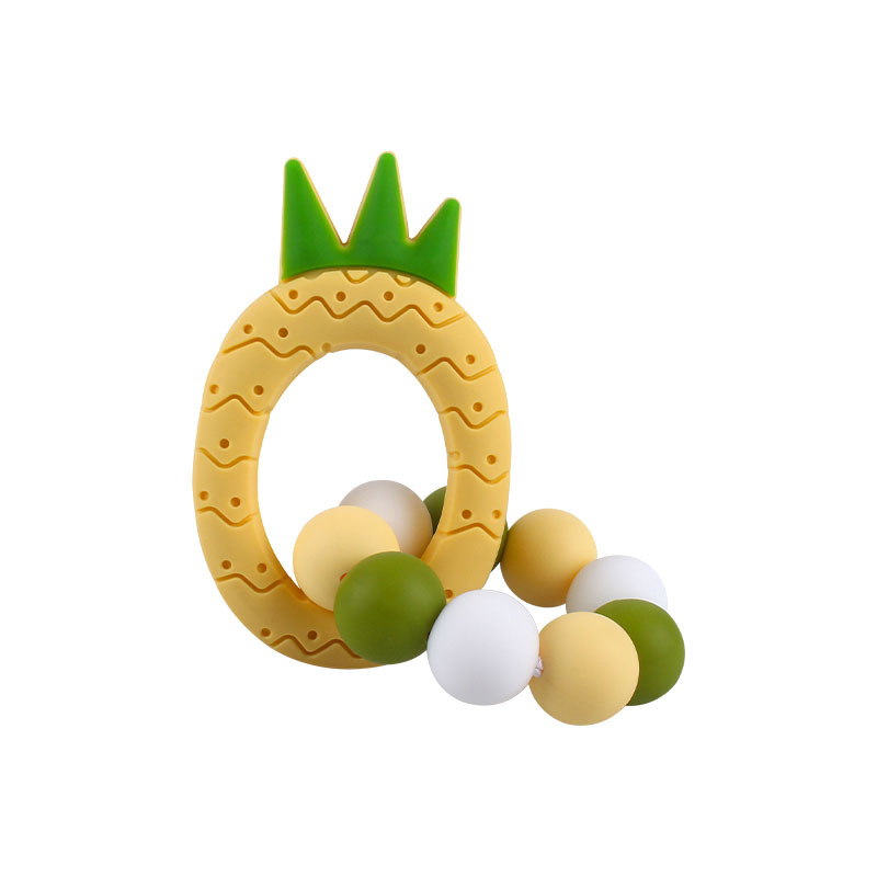 Nueva DIY creativo dibujos animados silicona fruta juguetes infantiles suministros fresa mango teether pulsera teether stick