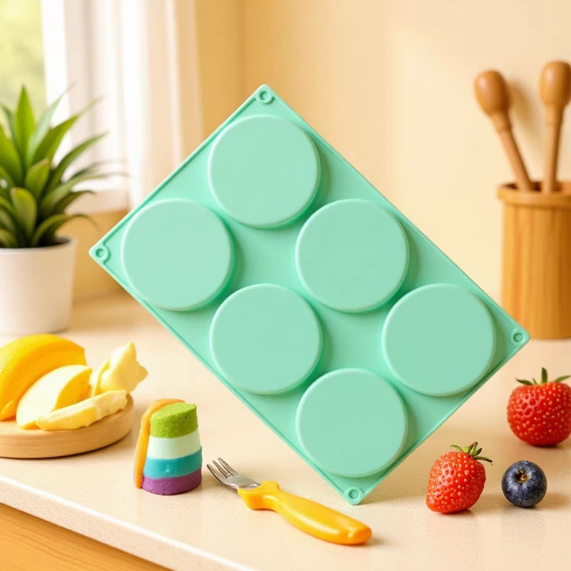 6 Consecutive Round 4inch Silicone Cake Mold Crystal Glue Large Disc Mold Non-Stick Biscuit Baking Pan Baking Supplies