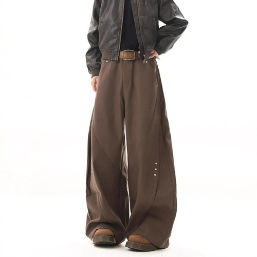 High-end Rivet Cleanfit Black Bended Knife Straight Leg Summer Men's Shape Relaxed Wide Leg Casual Pants