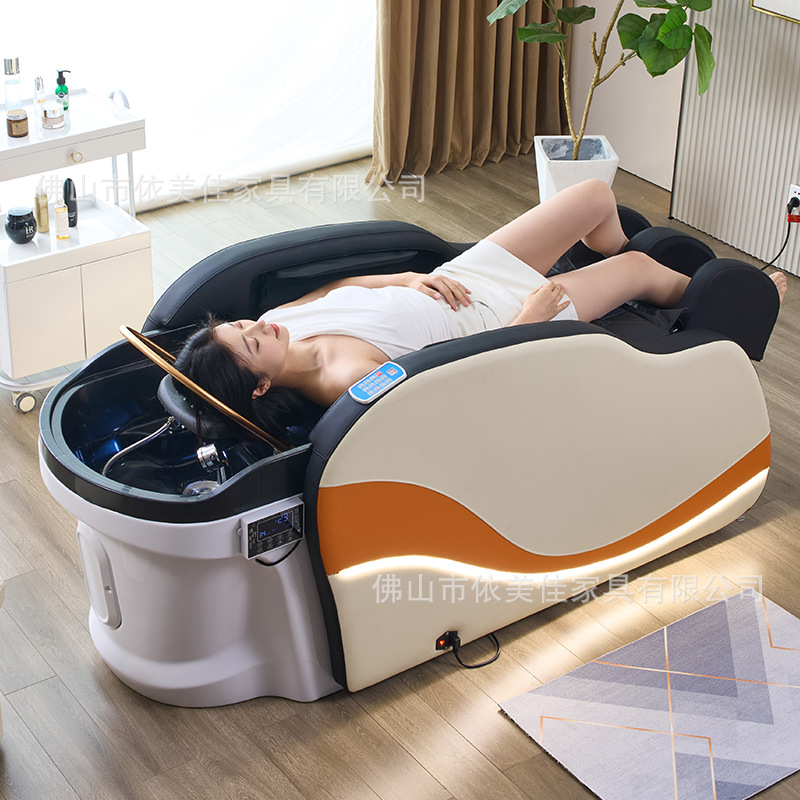 Nuevo tipo de masaje eléctrico inteligente de alta gama cama de lavado de cabello totalmente automática cabellera terapia cama de irrigación para salón de peluquería especial