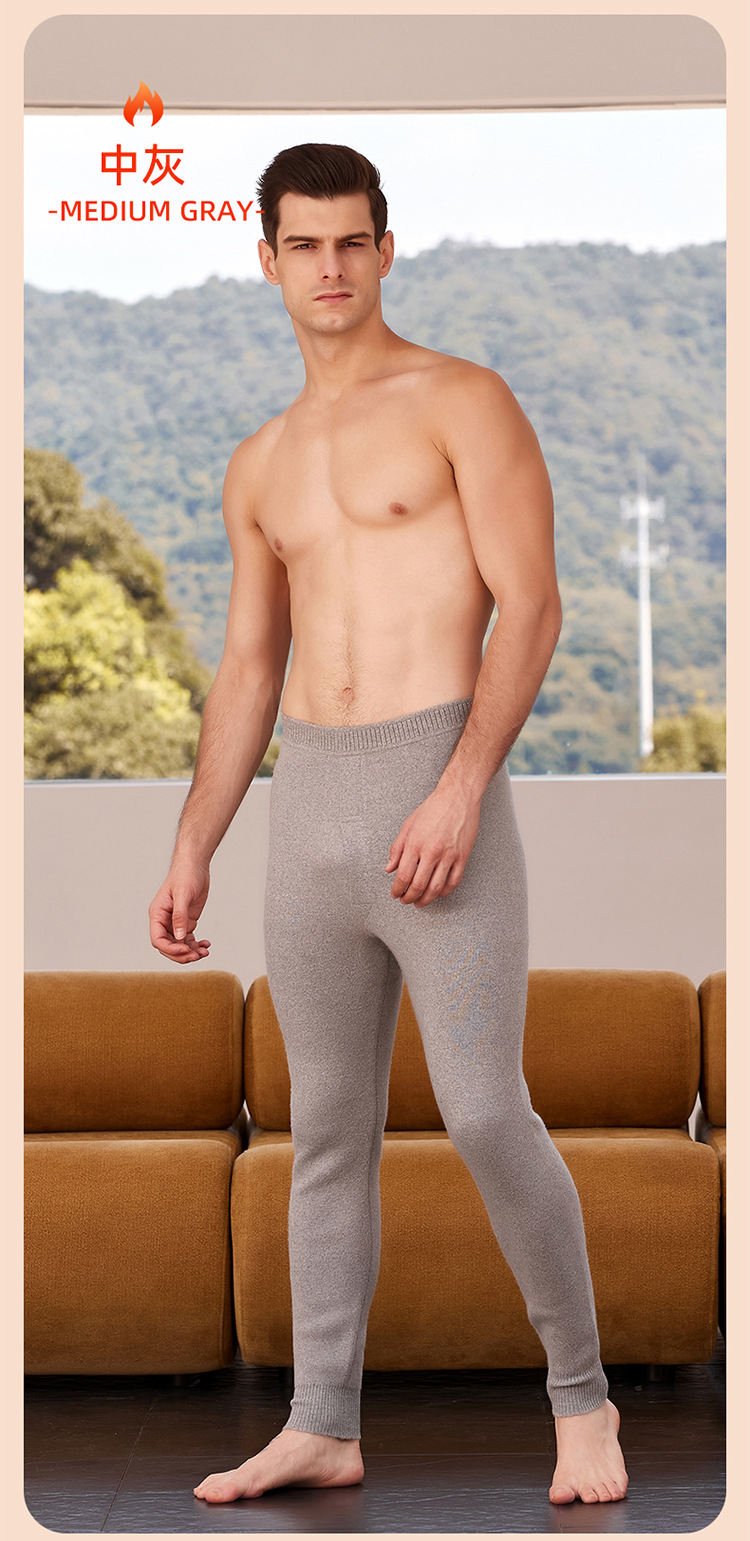 Quần cashmere nam mùa đông dày ấm, dáng ôm cao cấp — màu đỏ của nam giới chi tiết 19