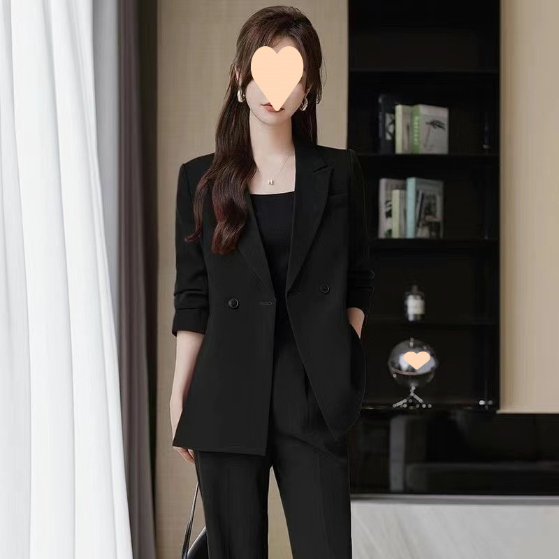 早春休闲西服套装女2025春夏季新款韩版职业西装外套阔腿裤两件套|undefined