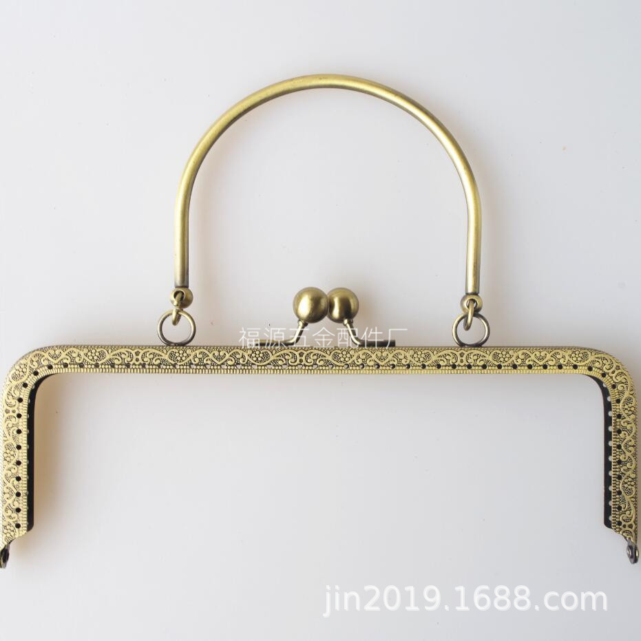 22cm方形手挽口金有花纹   铁提手口金配件批发 也有18cm配套