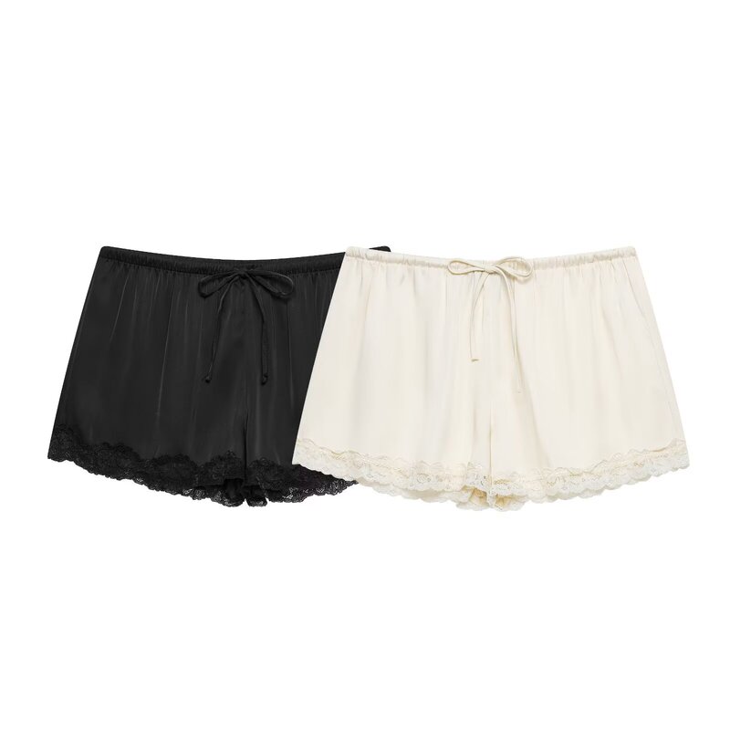 Cross-Border Women's Clothing 2026 Summer New Style European and American Style Lace-Trimmed Silk Satin Texture Mini Shorts 1255427 Cross-Border Women's Clothing 2026 Summer New Style European and American Style Lace-Trimmed Silk Satin Texture Mini Shorts 1255427
